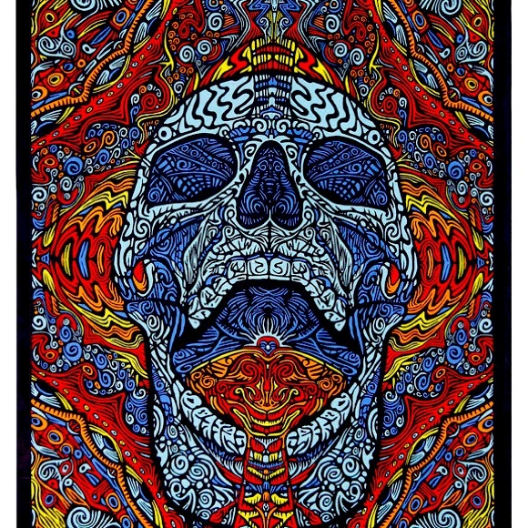 Sunshine Joy Other - Sunshine Joy 3D Mindful Skull Tapestry Beach Sheet Hanging Wall Art  - 60x90”